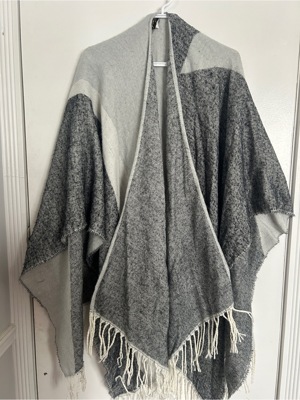 Revamped Soft Gray & Cream Knit Wrap